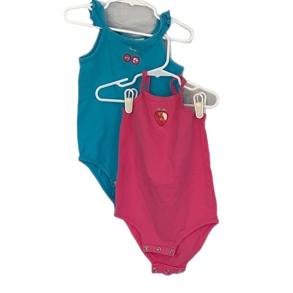 CIRCO Infant Baby Girls Teal Pink Summer Tank Top Onesies Ruffle Strap 24M